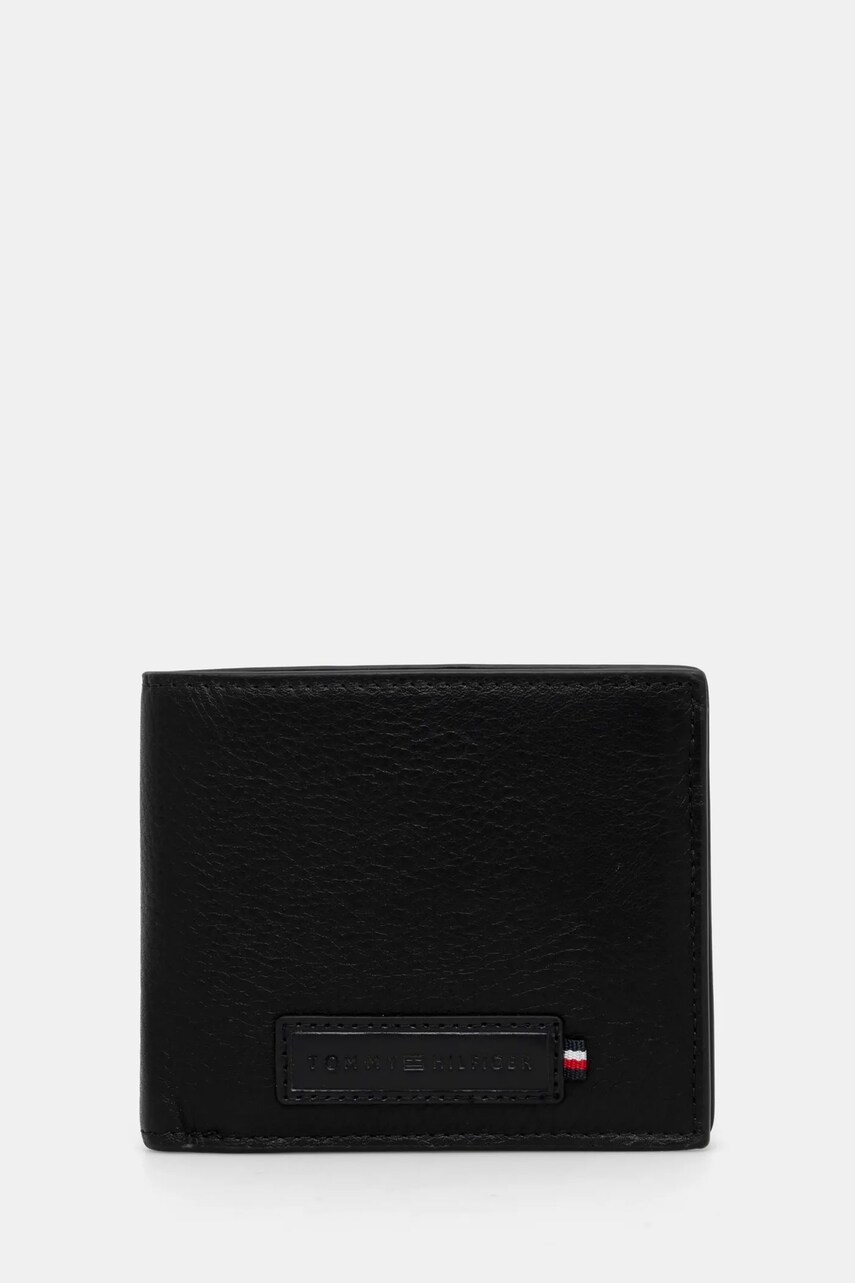 Levně Kožená peněženka Tommy Hilfiger černá barva, AM0AM13032