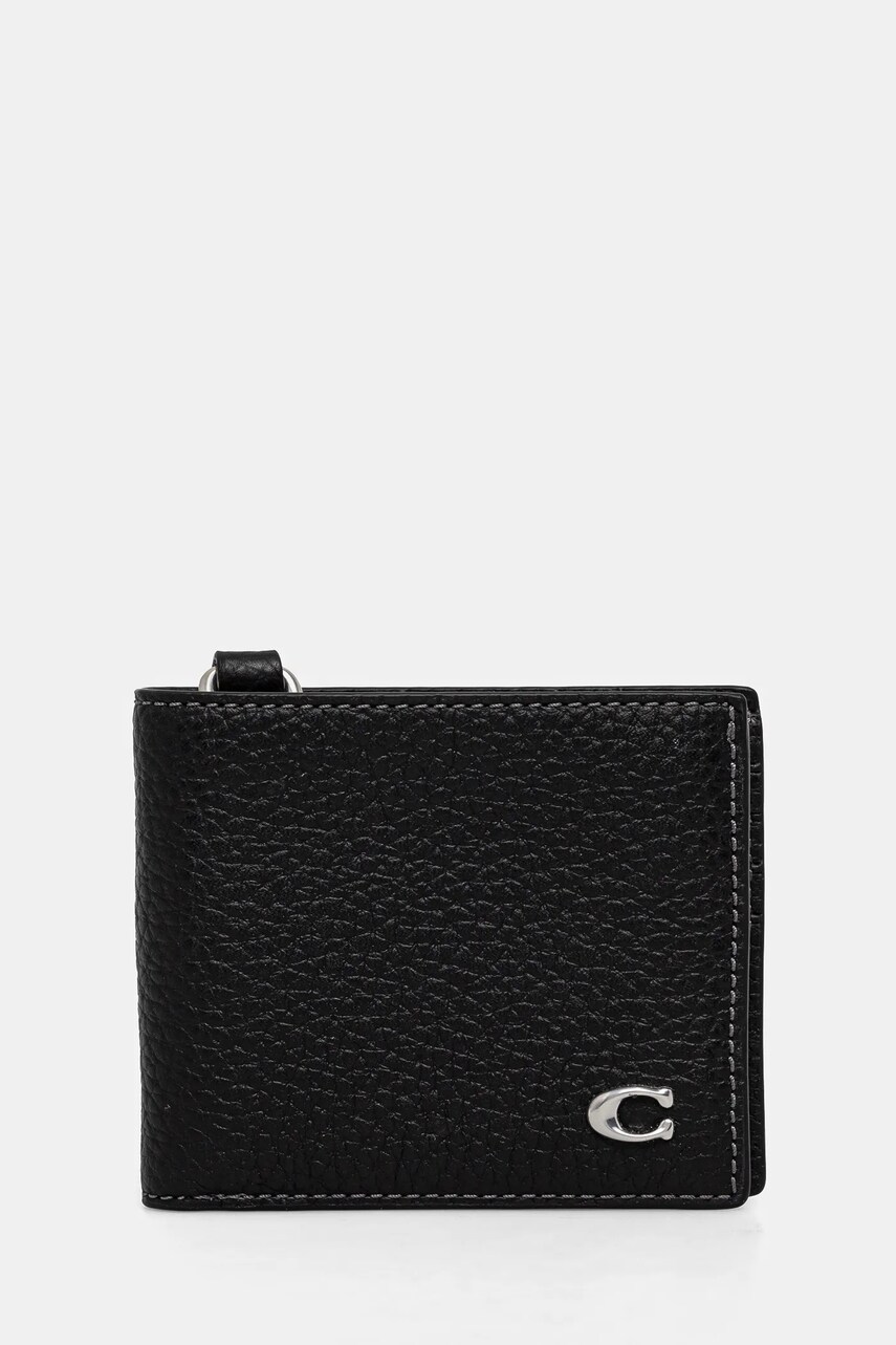 Coach portofel de piele barbati, culoarea negru, CZ057