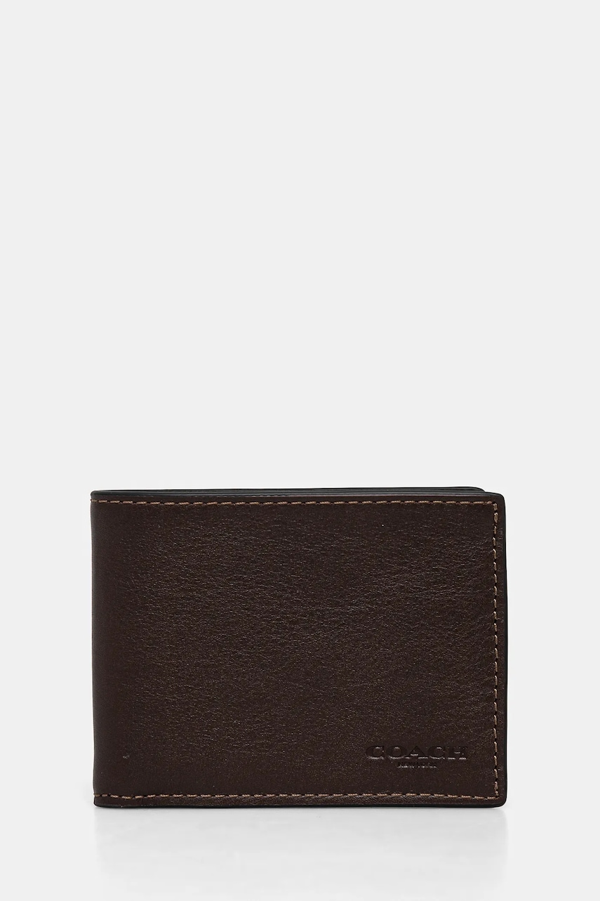Coach portofel de piele barbati, culoarea maro, CZ261
