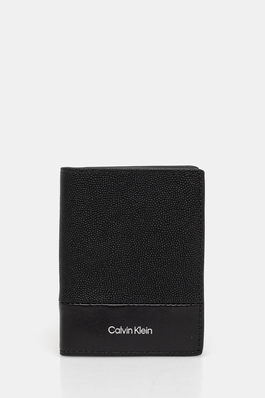 Levně Kožená peněženka Calvin Klein černá barva, K50K512679