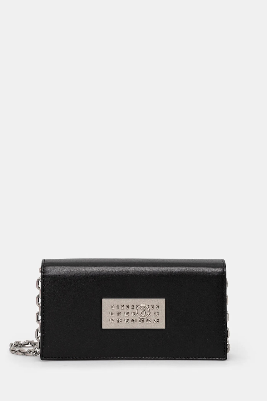 MM6 Maison Margiela borseta de piele culoarea negru, SB5ZI0014 MM6 Maison Margiela borseta de piele culoarea negru, SB5ZI0014