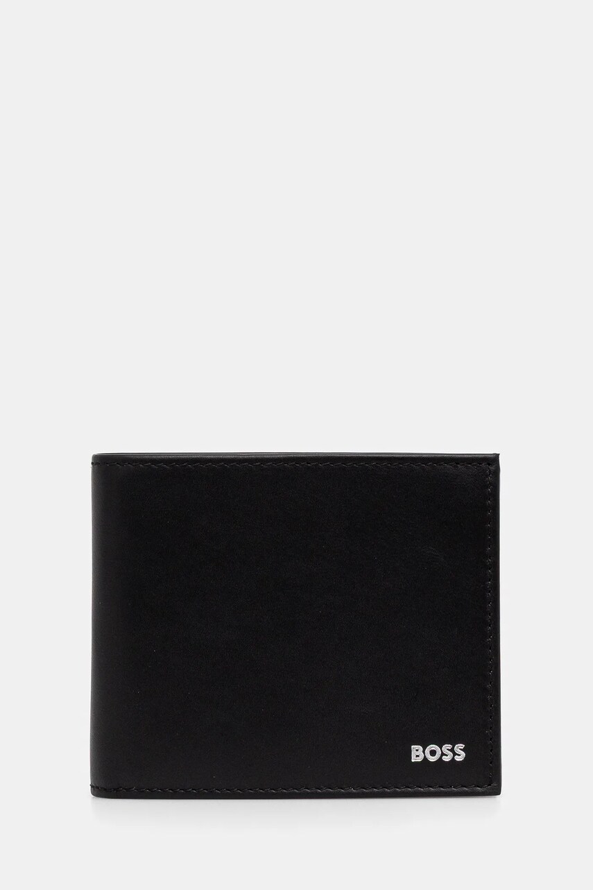 BOSS portofel de piele barbati, culoarea negru, 50546139
