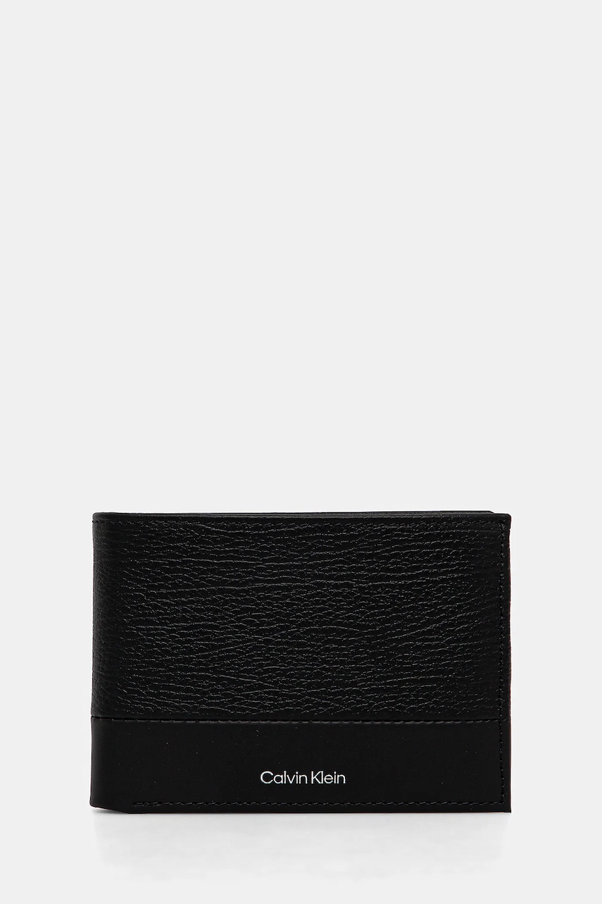 Levně Kožená peněženka Calvin Klein černá barva, K50K512847