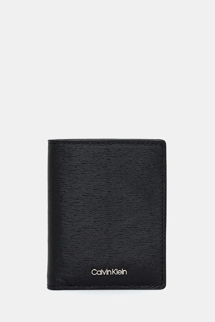 Levně Kožená peněženka Calvin Klein černá barva, K50K512859