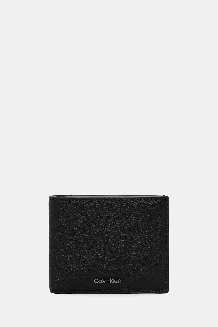 Levně Kožená peněženka Calvin Klein černá barva, K50K512867