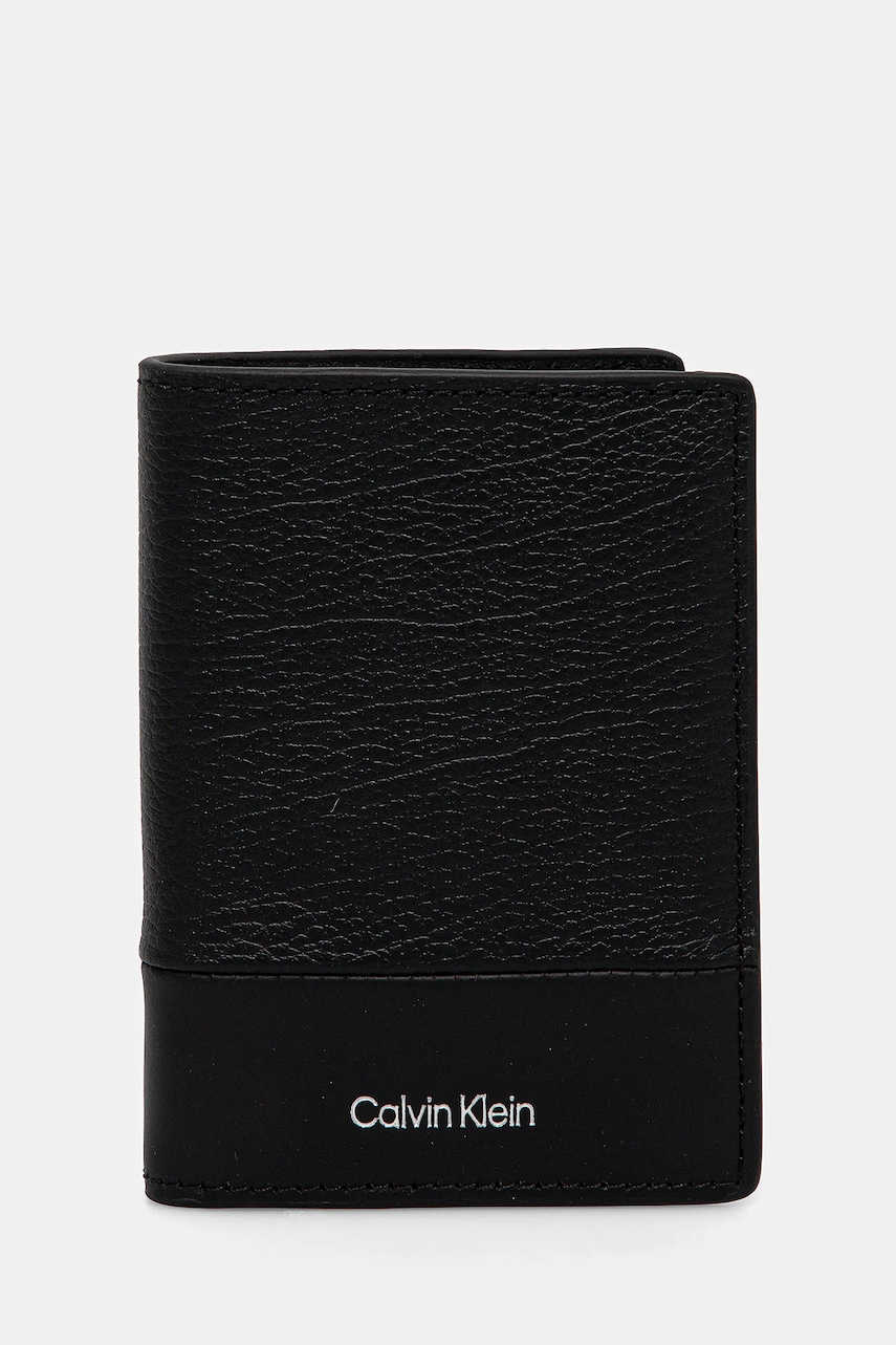 Levně Kožená peněženka Calvin Klein černá barva, K50K512921