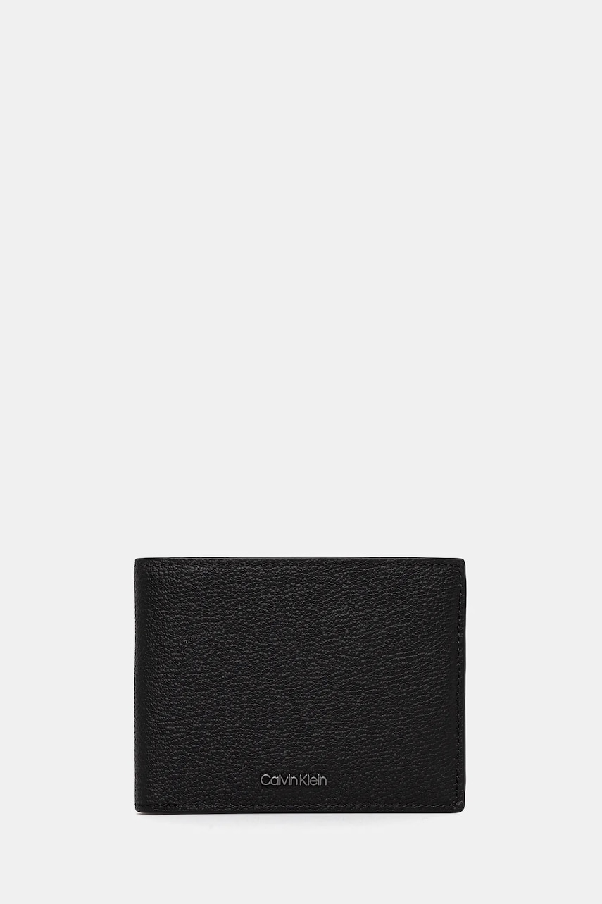 Levně Kožená peněženka Calvin Klein černá barva, K50K512926