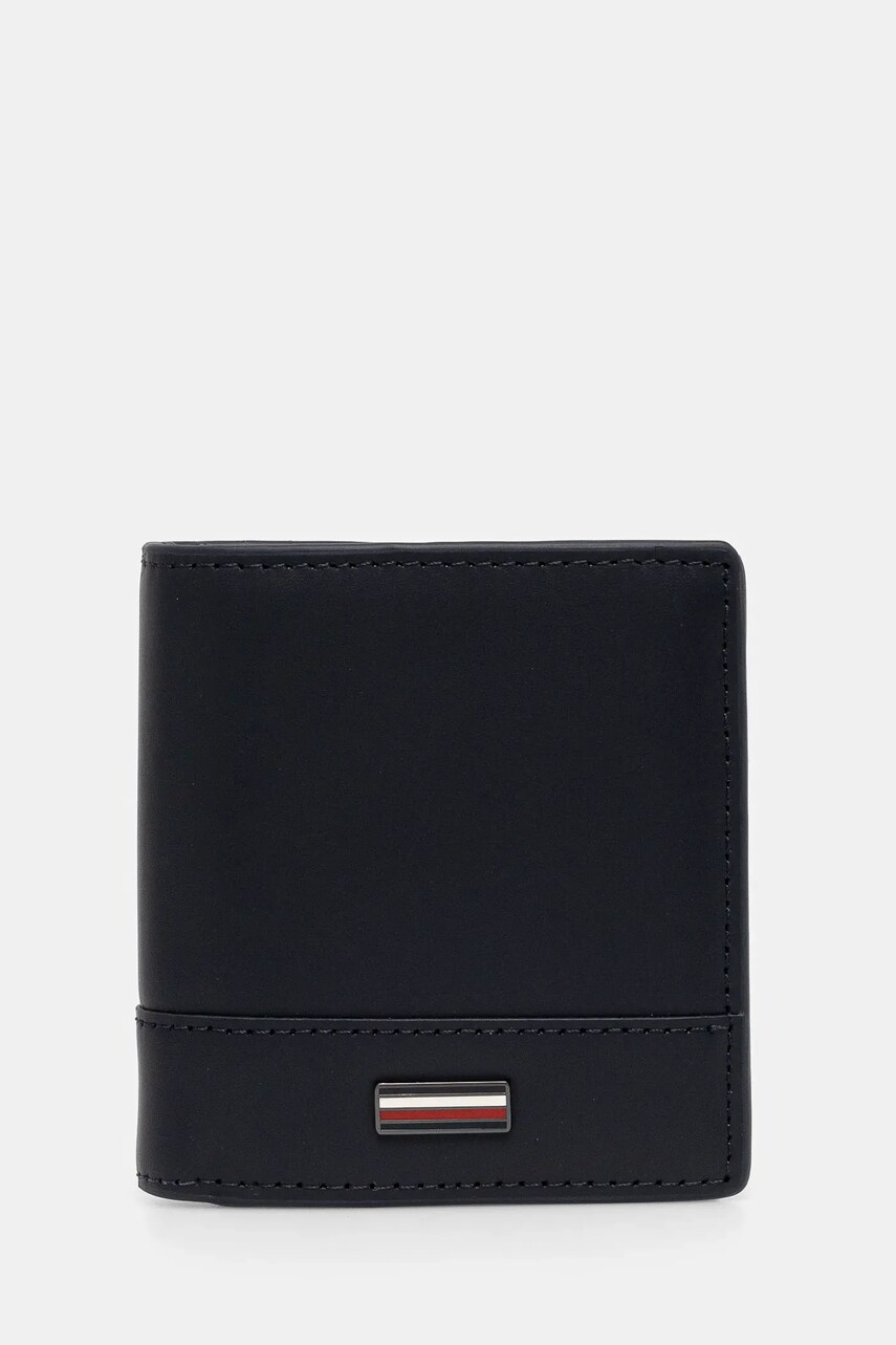 Levně Kožená peněženka Tommy Hilfiger tmavomodrá barva, AM0AM13247