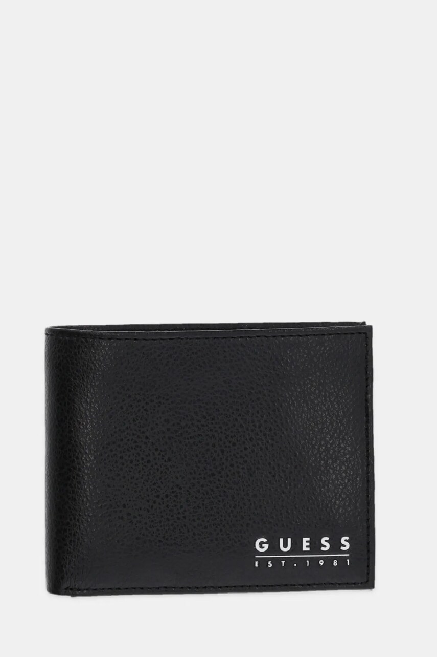 Levně Kožená peněženka Guess MADRID černá barva, SMMATL LEA20