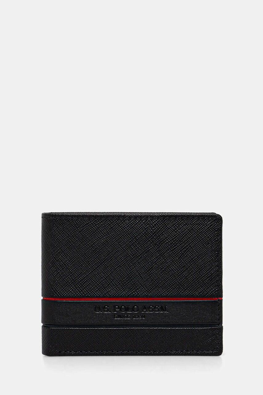 U.S. Polo Assn. portofel de piele Yale barbati, culoarea negru, WEUYA2622MHA