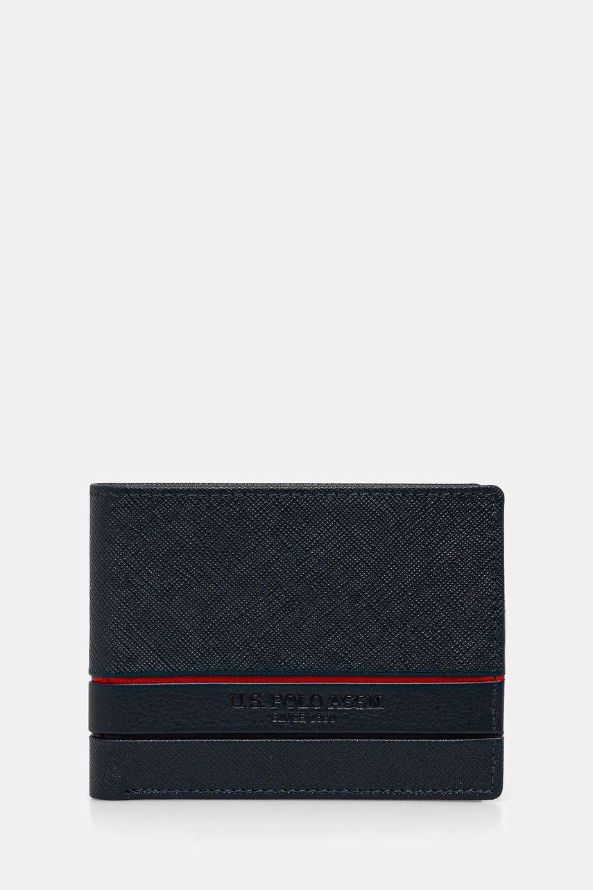 U.S. Polo Assn. portofel de piele Yale barbati, culoarea albastru marin, WEUYA2619MHA