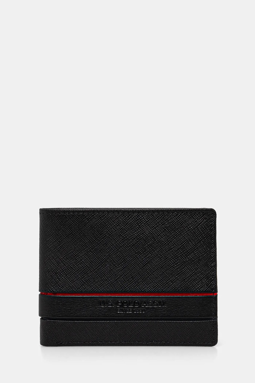 Levně Kožená peněženka U.S. Polo Assn. Yale černá barva, WEUYA2619MHA