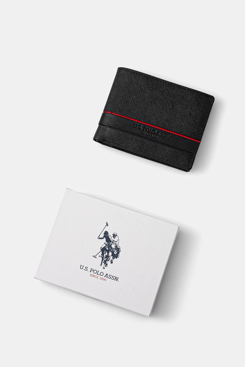 Шкіряний гаманець U.S. Polo Assn. Yale чоловічий колір чорний WEUYA2619MHA 