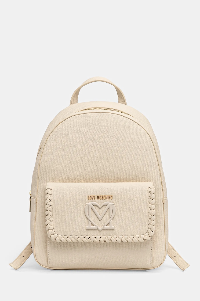 Love Moschino rucsac femei, culoarea bej, mic, cu imprimeu, JC4129PP1