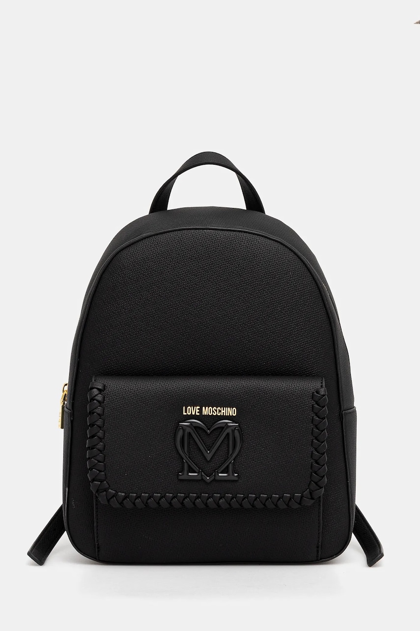 Love Moschino rucsac femei, culoarea negru, mic, cu imprimeu, JC4129PP1