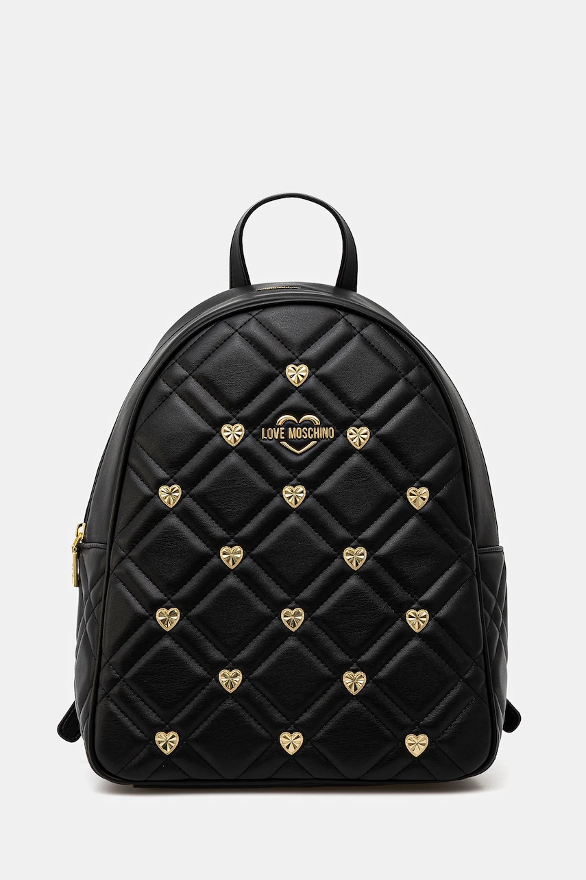 Love Moschino rucsac femei, culoarea negru, mic, cu imprimeu, JC4123PP1