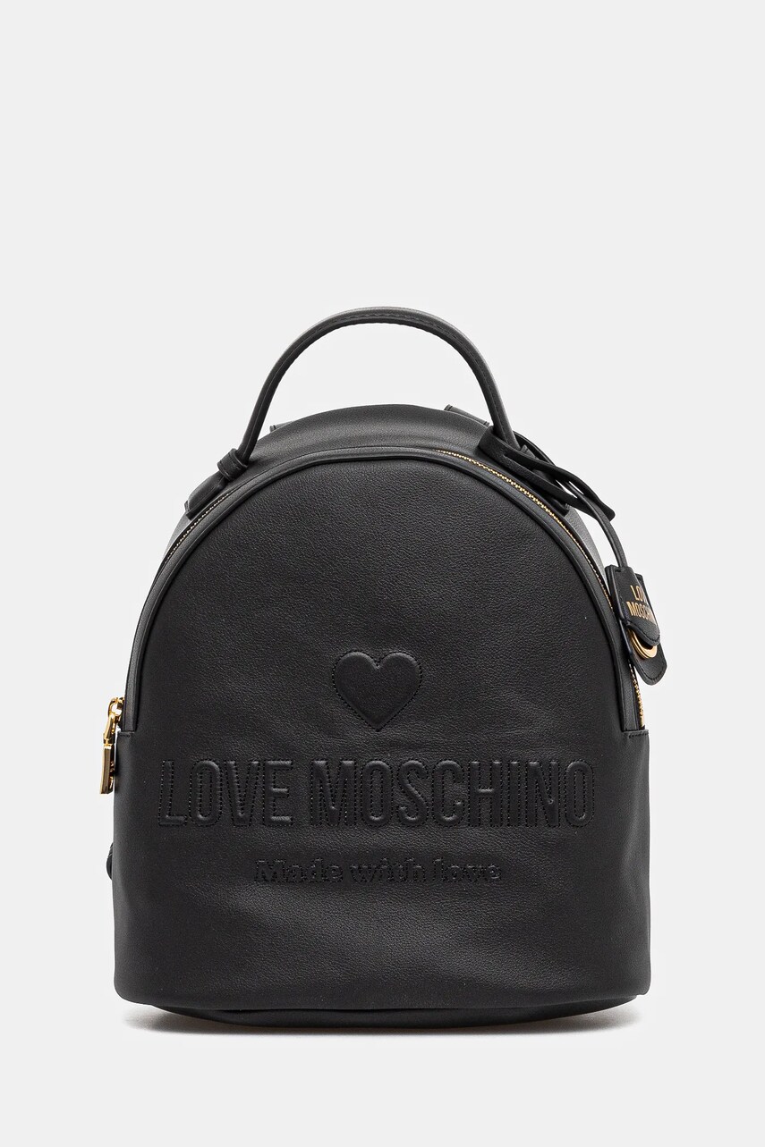 Love Moschino ghiozdan de piele femei, culoarea negru, mic, cu imprimeu, JC4116PP1