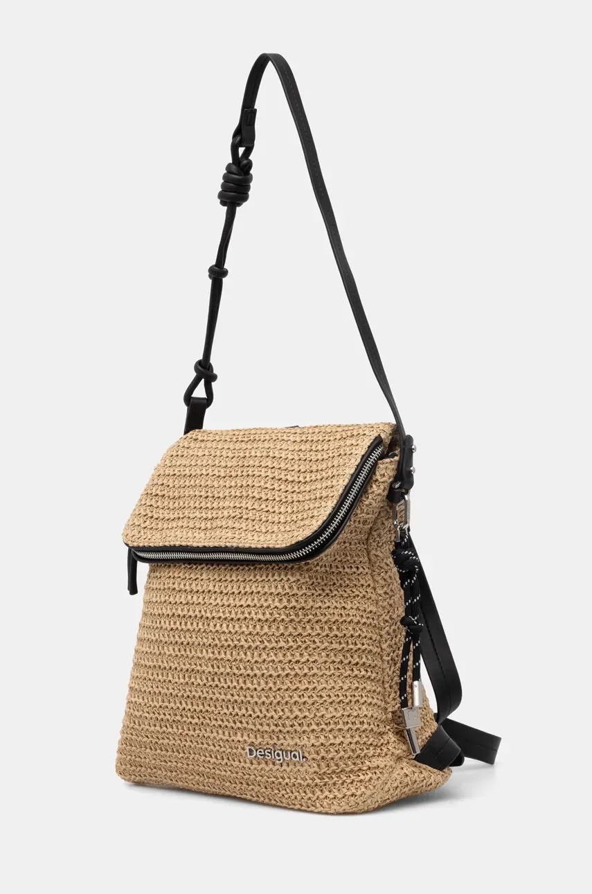 Рюкзак Desigual HALF LOGO RAFFIA H женский цвет зелёный маленький однотонный 25SAKO04 Рюкзак Desigual HALF LOGO RAFFIA H женский цвет зелёный маленький однотонный 25SAKO04