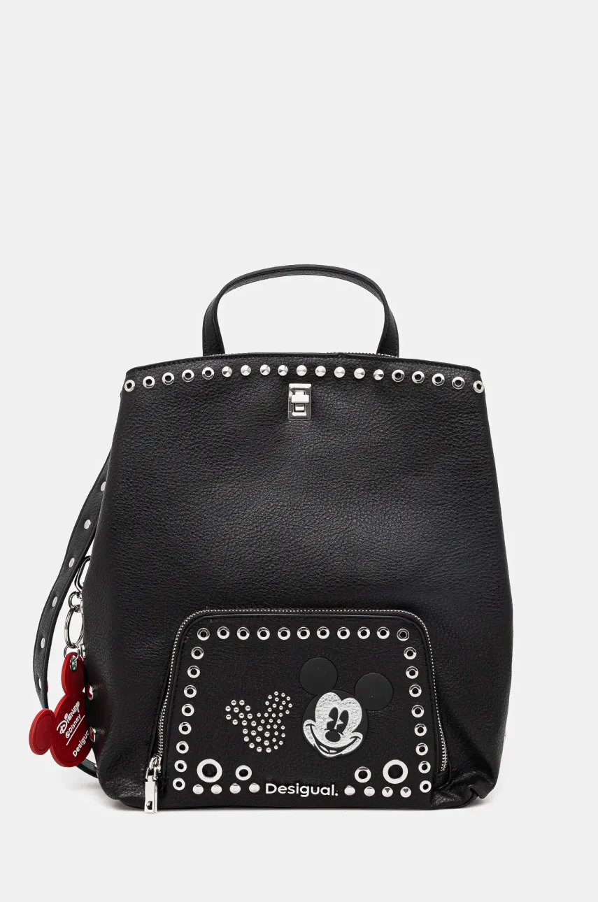 Desigual rucsac MICKEY ROCK SUMY femei, culoarea negru, mic, cu imprimeu, 25SAKP06