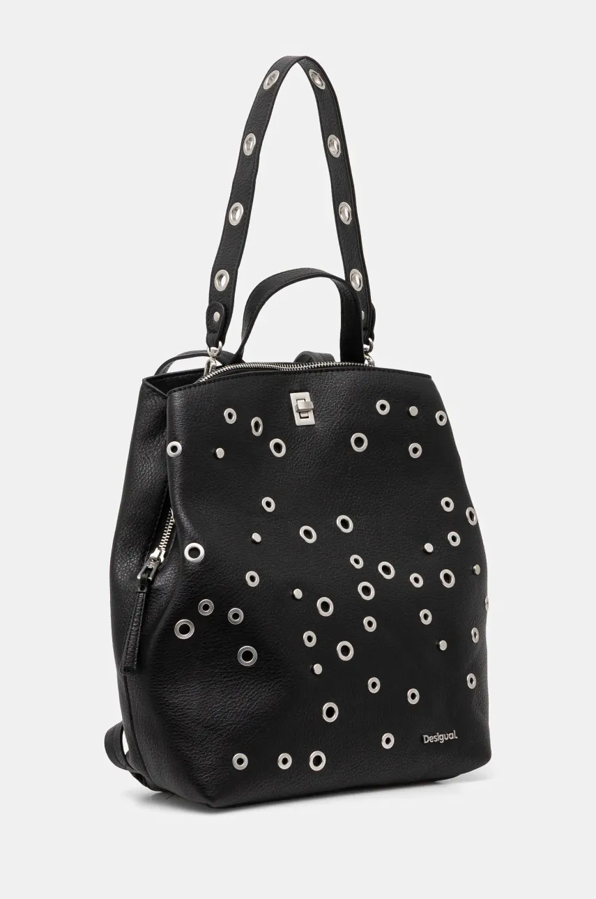 Рюкзак Desigual REBEL SUMY BLACK женский цвет чёрный маленький с аппликацией 25SAKP19 Рюкзак Desigual REBEL SUMY BLACK женский цвет чёрный маленький с аппликацией 25SAKP19