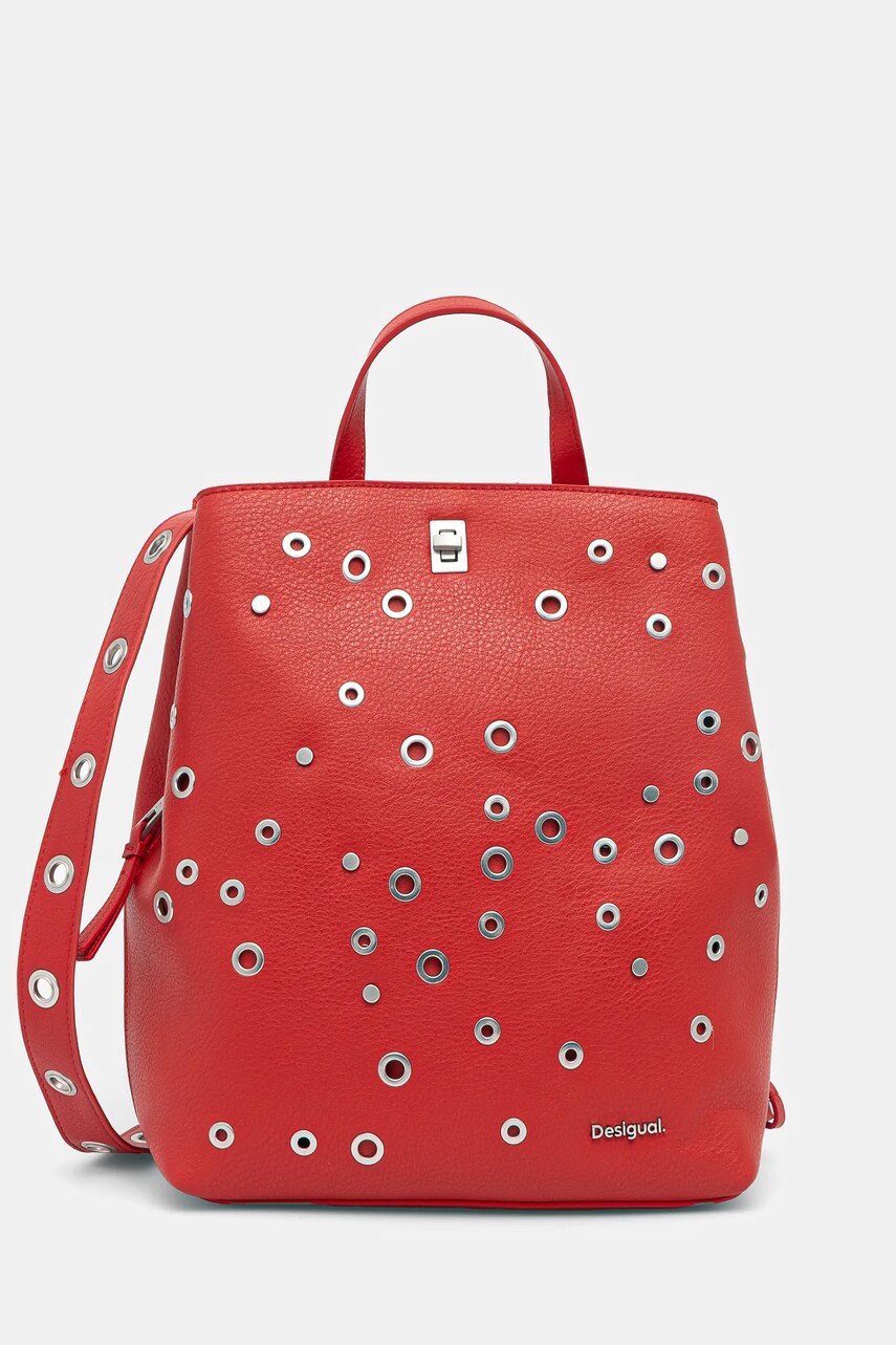Desigual rucsac REBEL SUMY RED femei, culoarea rosu, mic, cu imprimeu, 25SAKP31