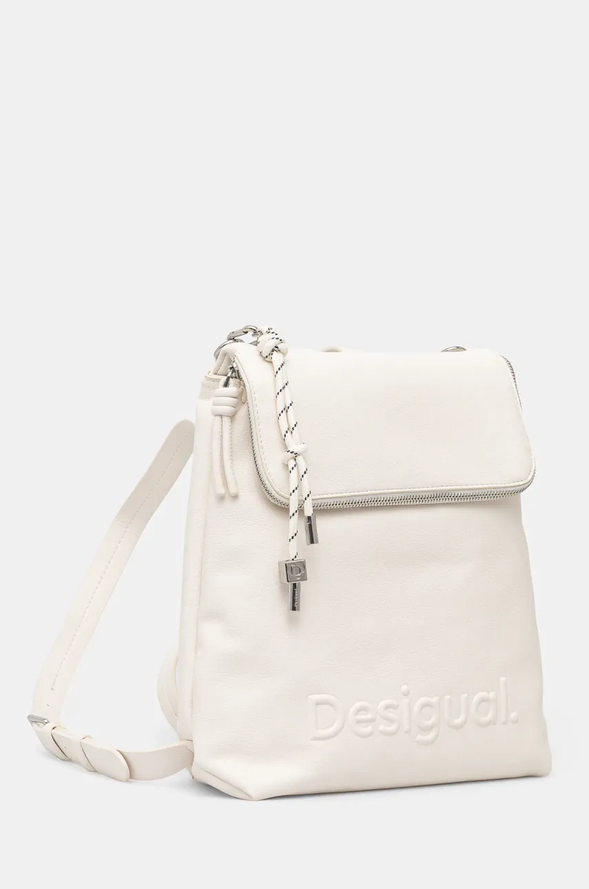 Рюкзак Desigual HALF HAMPTON ECRU женский цвет белый маленький однотонный 25SAKP45 Рюкзак Desigual HALF HAMPTON ECRU женский цвет белый маленький однотонный 25SAKP45