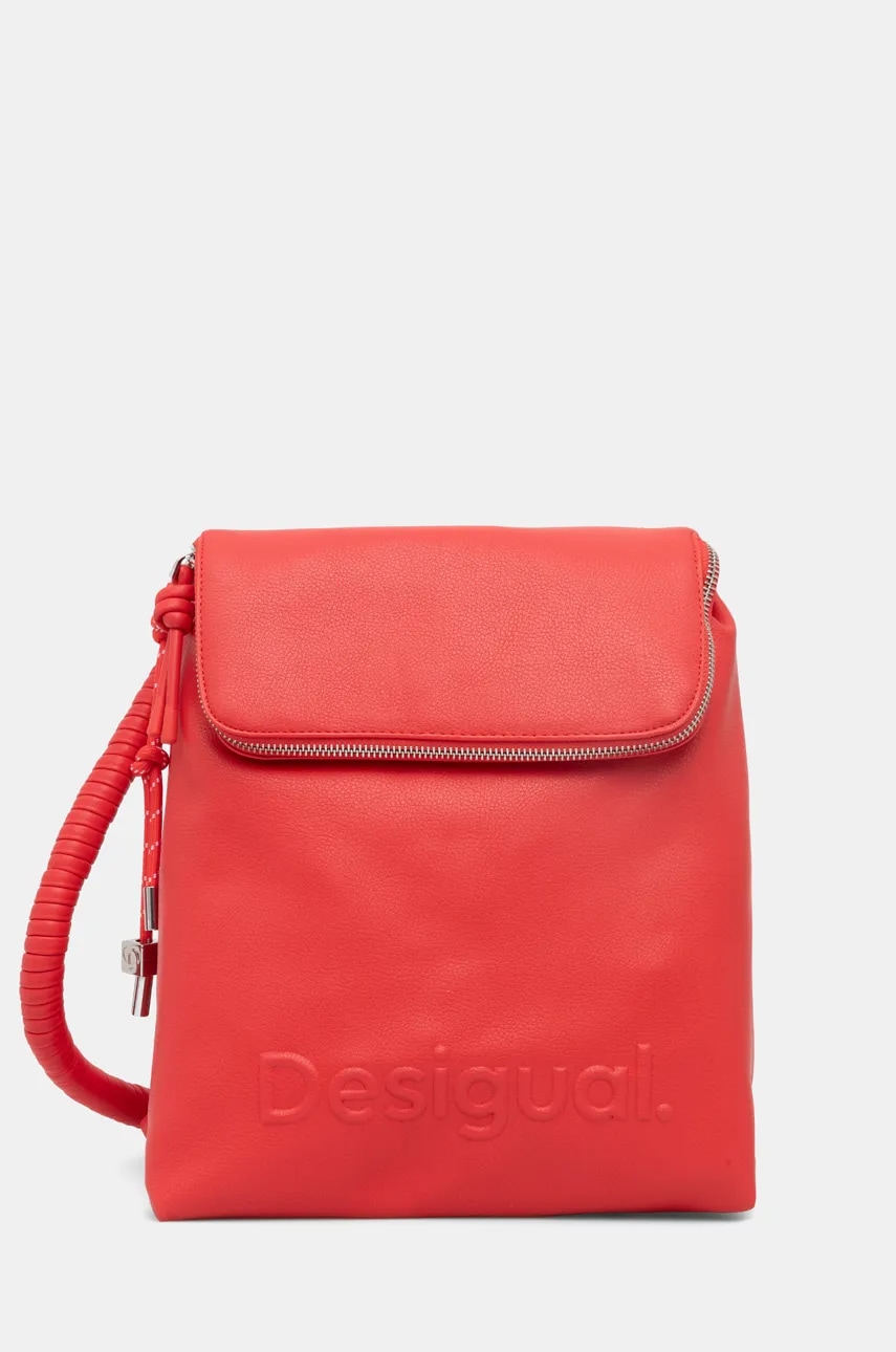 Desigual rucsac HALF HAMPTON CORAL femei, culoarea portocaliu, mic, neted, 25SAKP52 Desigual rucsac HALF HAMPTON CORAL femei, culoarea portocaliu, mic, neted, 25SAKP52