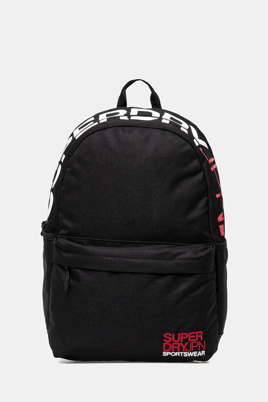 Superdry rucsac femei, culoarea negru, mare, neted, W9110397A-02A Superdry rucsac femei, culoarea negru, mare, neted, W9110397A-02A