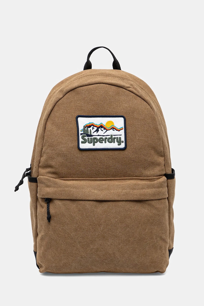 Superdry rucsac femei, culoarea maro, mare, neted, W9110415A-8MA Superdry rucsac femei, culoarea maro, mare, neted, W9110415A-8MA