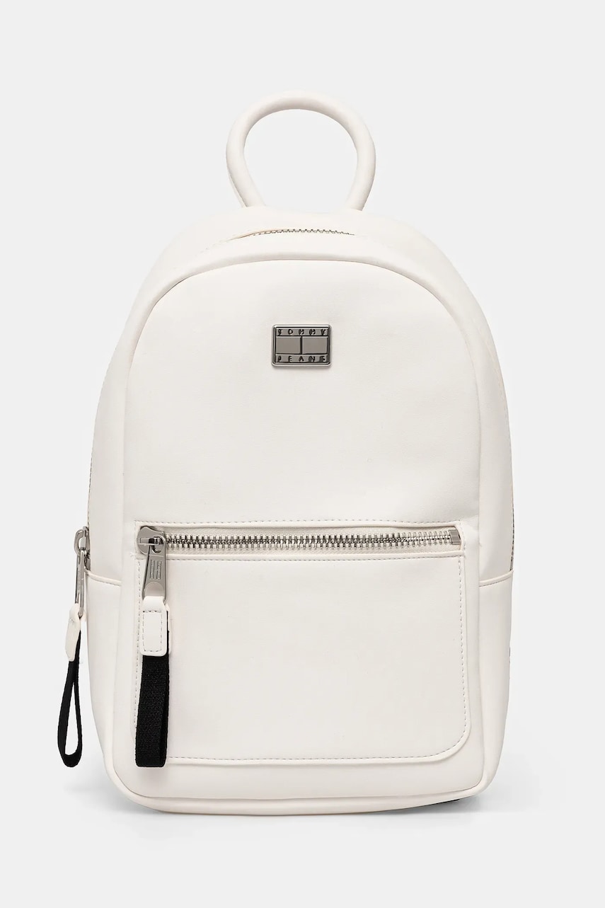 Tommy Jeans rucsac femei, culoarea alb, mic, neted, AW0AW17285 Tommy Jeans rucsac femei, culoarea alb, mic, neted, AW0AW17285