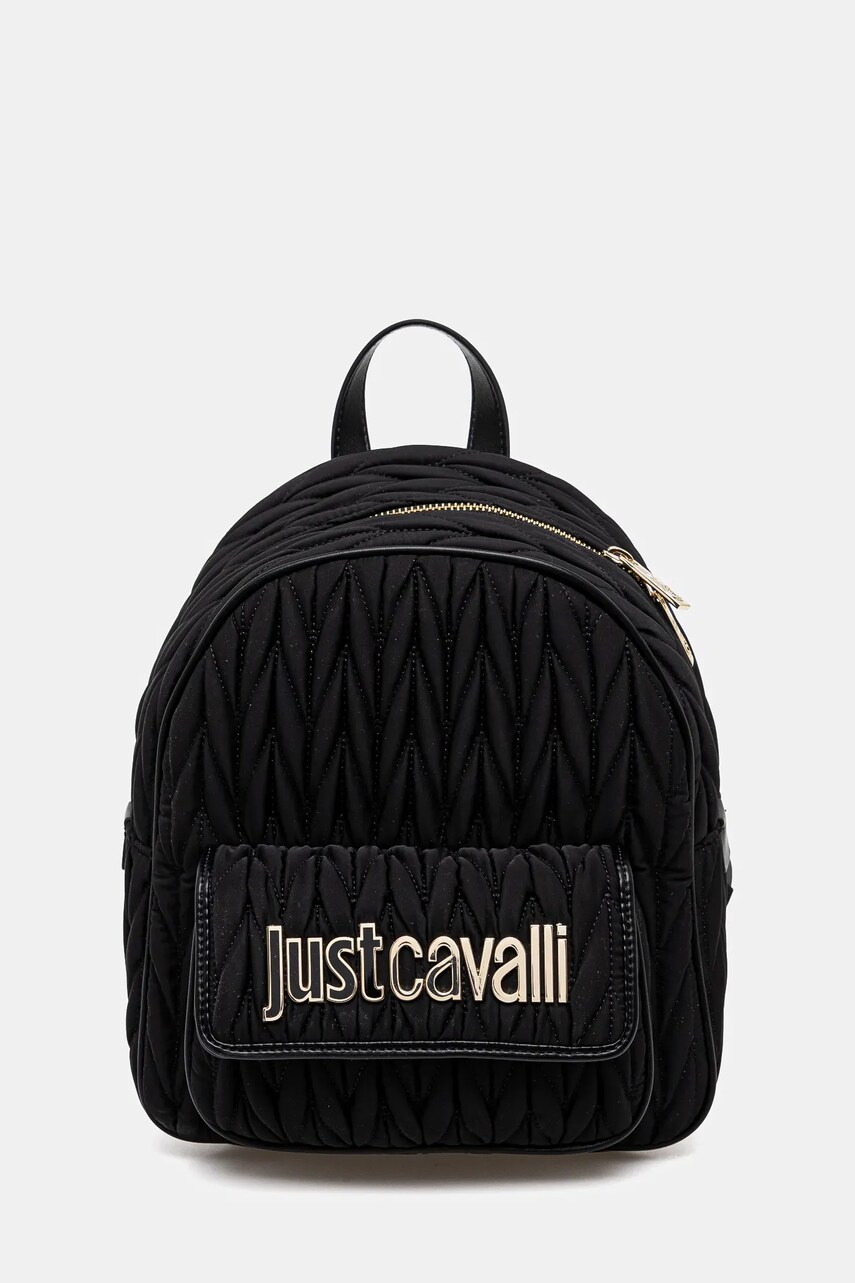 Just Cavalli rucsac femei, culoarea negru, mic, neted, 78RA4BF8 ZSC08