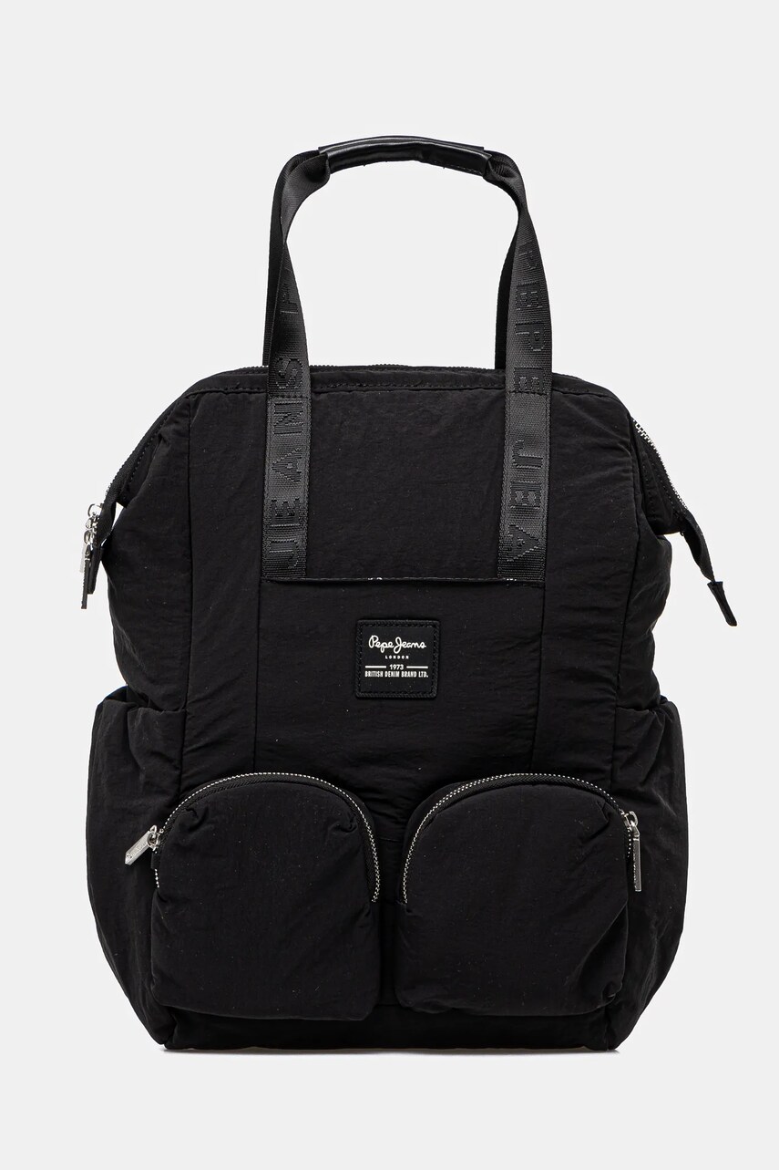 Pepe Jeans rucsac WHITNEY BLOSSOM femei, culoarea negru, mare, neted, PL031649