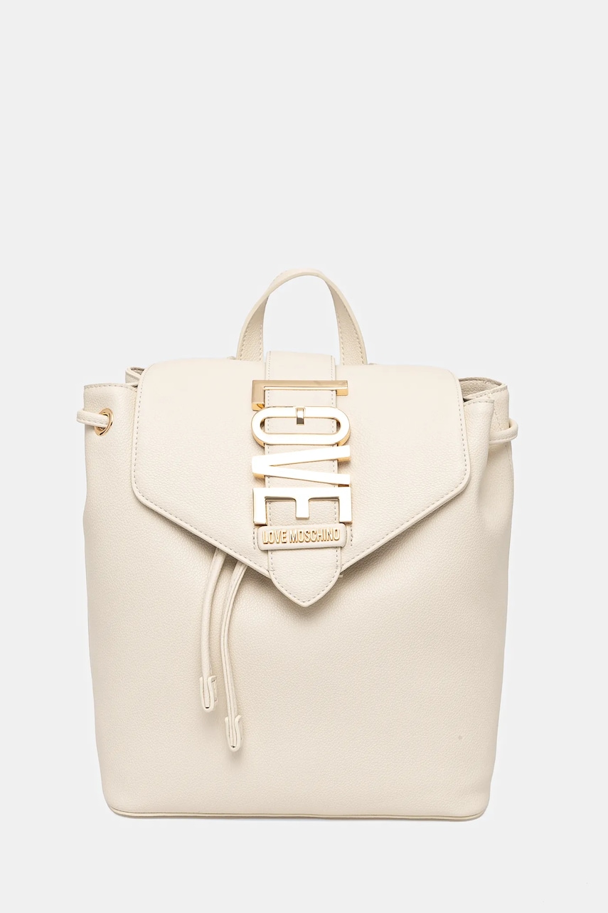 Love Moschino rucsac femei, culoarea bej, mic, neted, JC4229PP0MKC0110