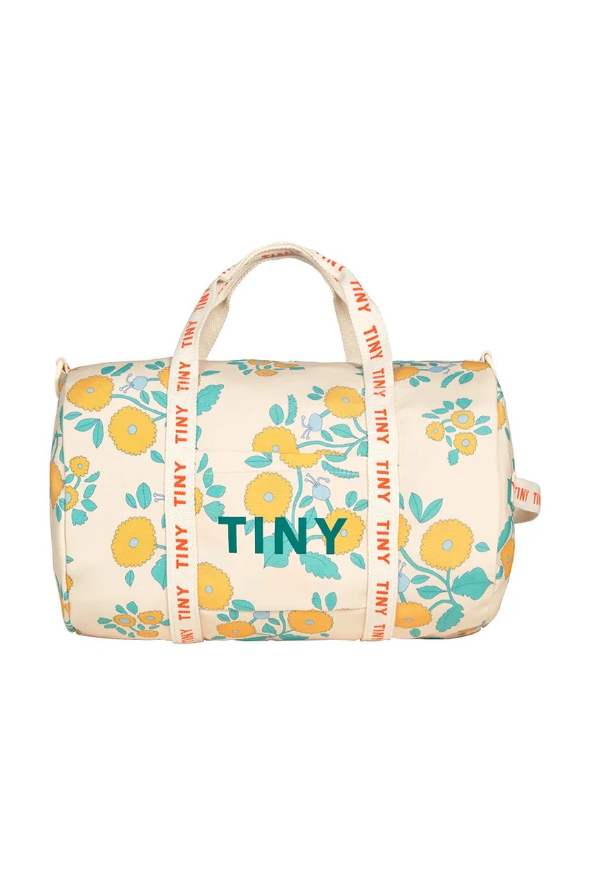 Tinycottons geantă copii FLOWERS BACKPACK culoarea bej, mare, cu imprimeu, SS25-395
