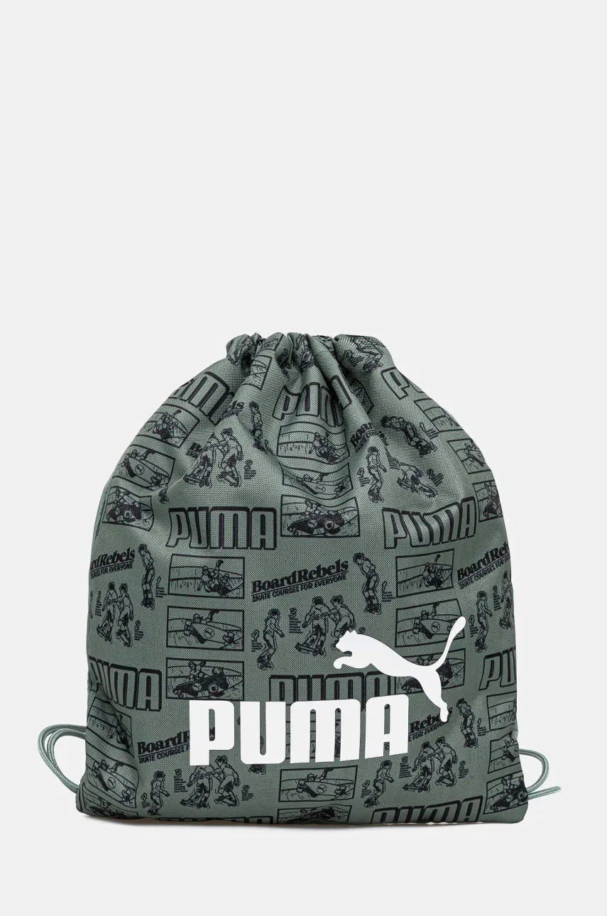 Puma ghiozdan copii PHASE AOP Small Gym Sack culoarea verde, modelator, 091325