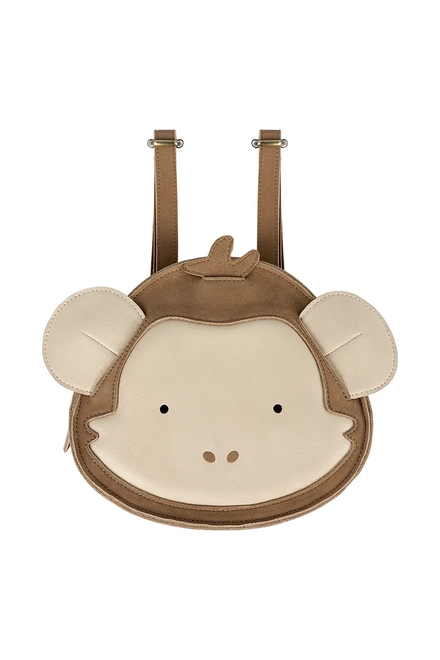 Детский кожаный рюкзак Donsje Kapi Special Backpack Monkey цвет коричневый маленький 5005221