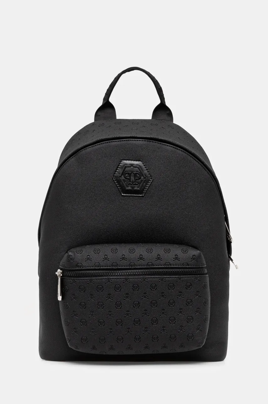 Kožený batoh Philipp Plein pánský, černá barva, velký, SAEA MBA1458 PLE010N