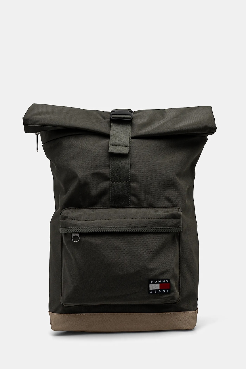 Tommy Jeans rucsac bărbați, culoarea verde, mare, uni, AM0AM13323 Tommy Jeans rucsac bărbați, culoarea verde, mare, uni, AM0AM13323