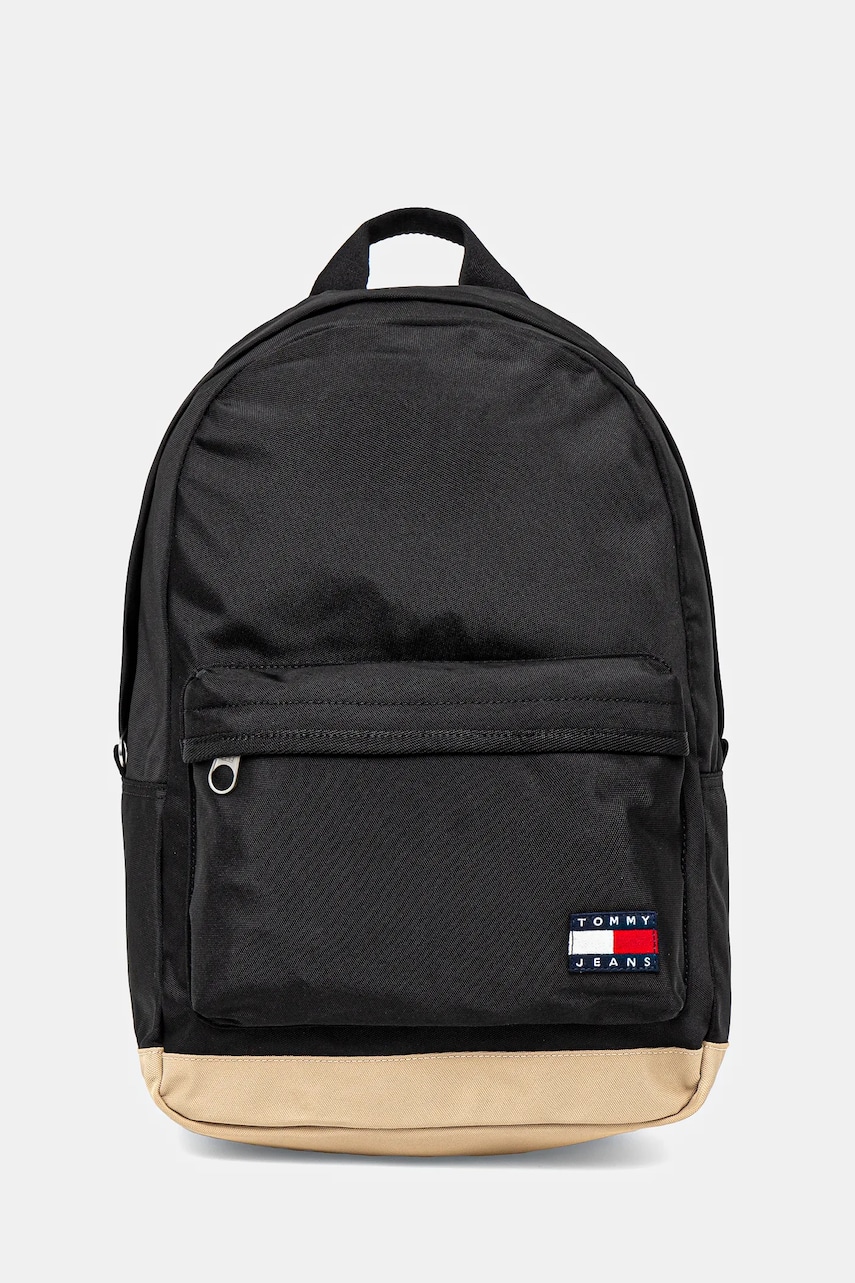 Tommy Jeans rucsac bărbați, culoarea negru, mare, cu imprimeu, AM0AM13356