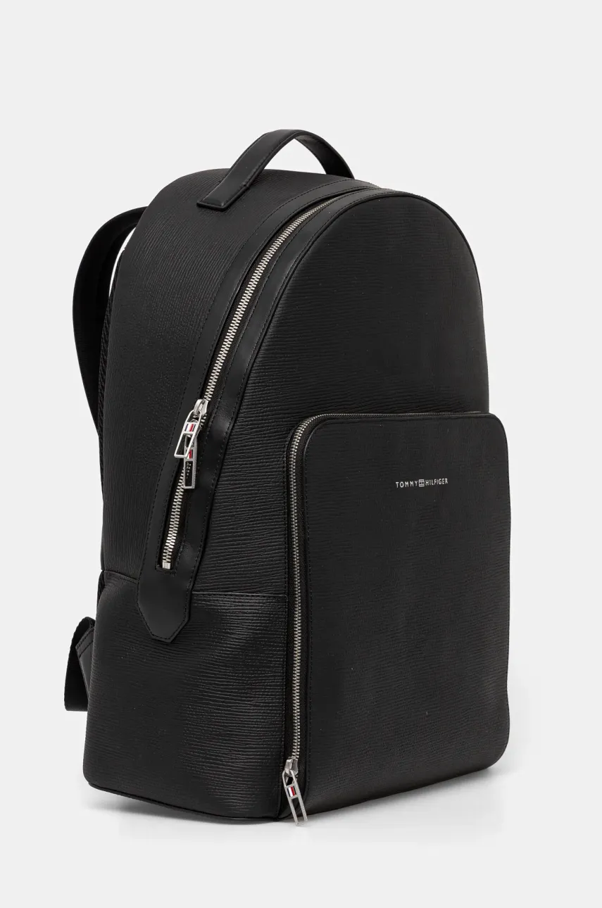 Кожаный рюкзак Tommy Hilfiger мужской цвет чёрный большой однотонный AM0AM13072 Кожаный рюкзак Tommy Hilfiger мужской цвет чёрный большой однотонный AM0AM13072