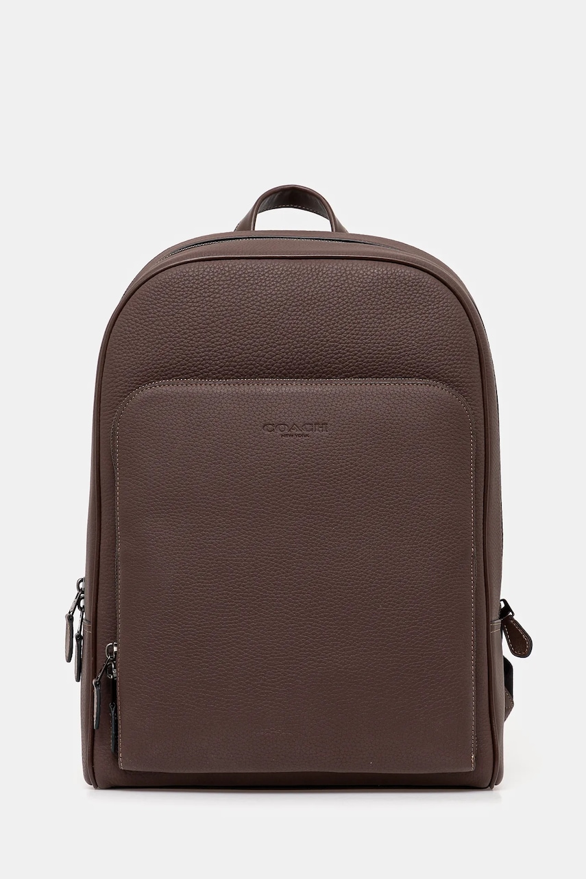 Coach ghiozdan de piele barbati, culoarea maro, mare, neted, CR760