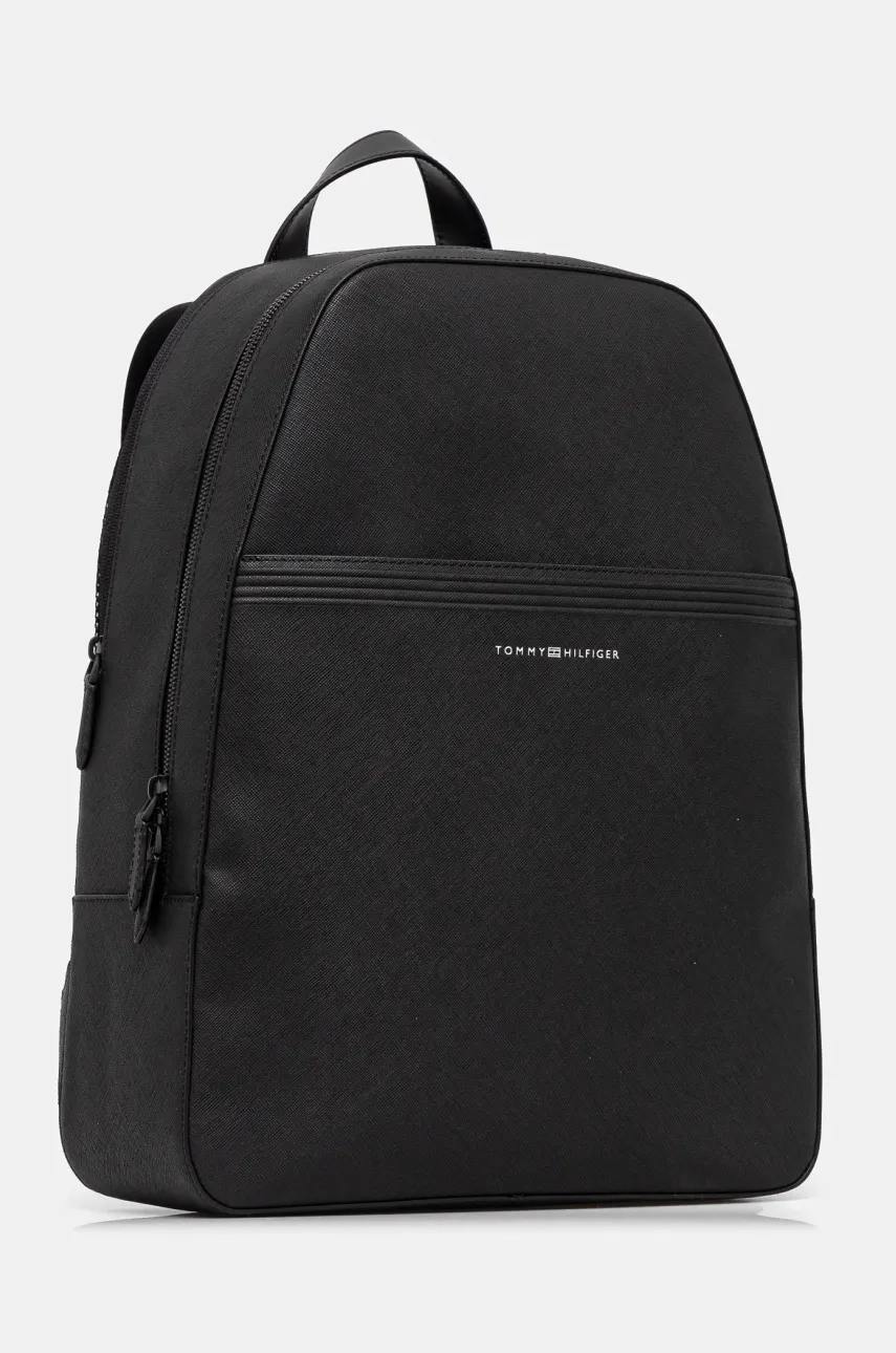 Кожаный рюкзак Tommy Hilfiger мужской цвет чёрный большой однотонный AM0AM13213 Кожаный рюкзак Tommy Hilfiger мужской цвет чёрный большой однотонный AM0AM13213