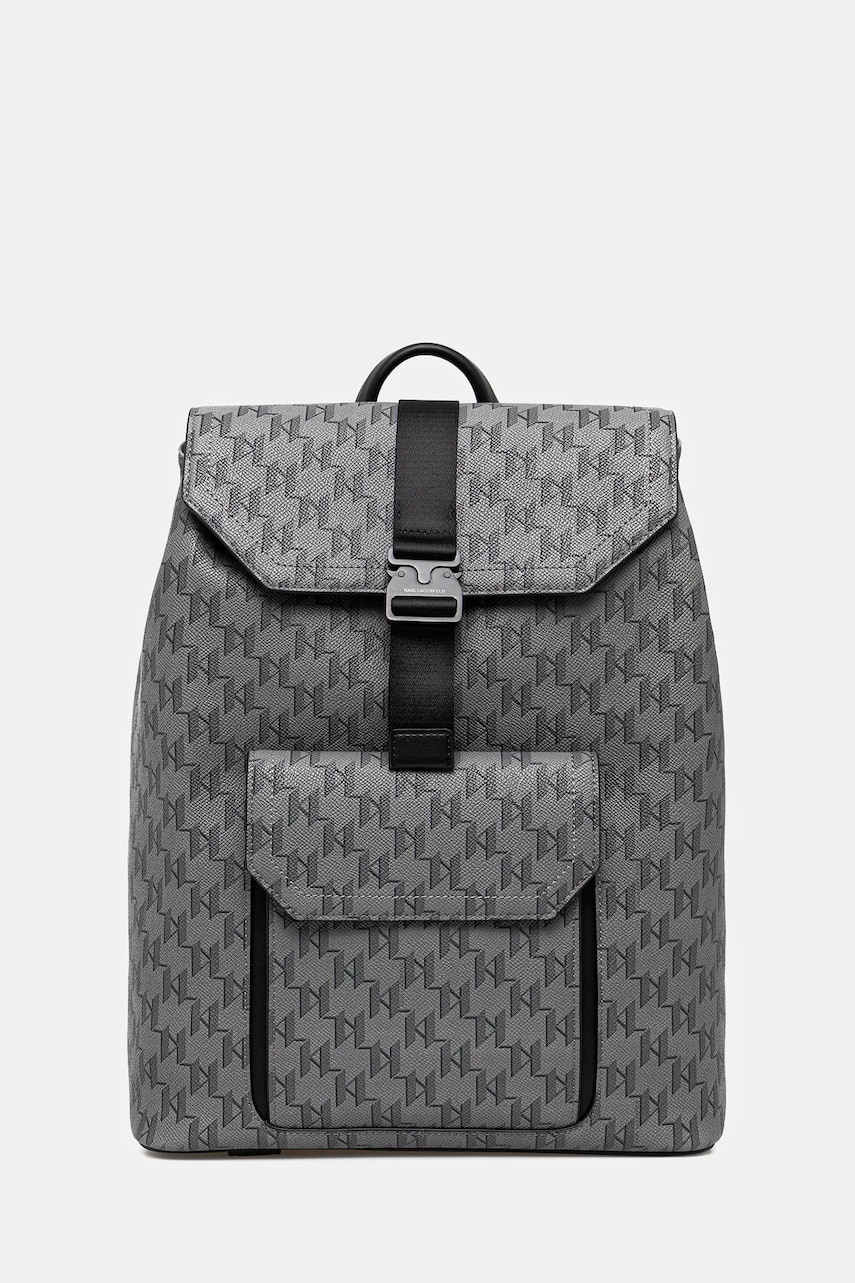 Karl Lagerfeld rucsac bărbați, culoarea gri, mare, cu imprimeu, A2M30161 Karl Lagerfeld rucsac bărbați, culoarea gri, mare, cu imprimeu, A2M30161