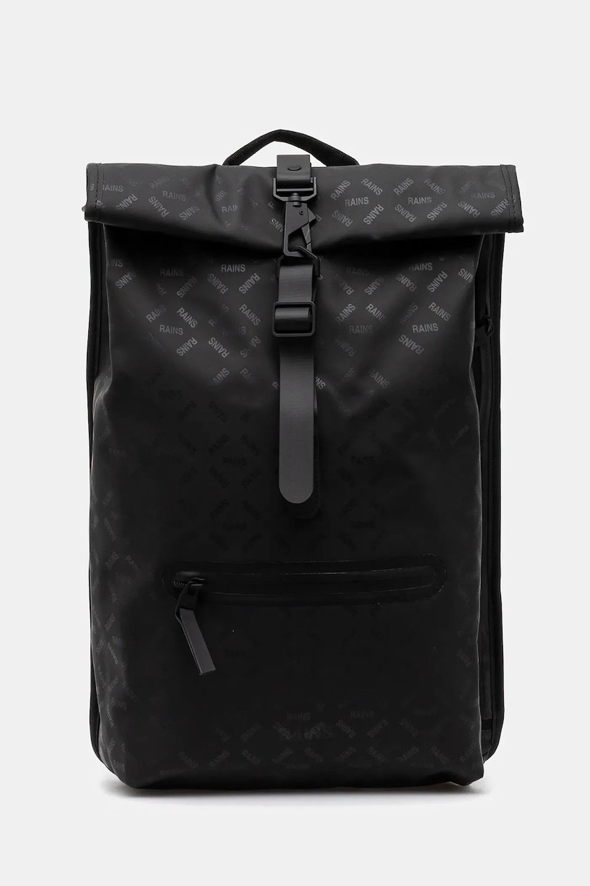 Rains rucsac Rolltop Rucksack W3 culoarea negru, mare, cu imprimeu, 13320