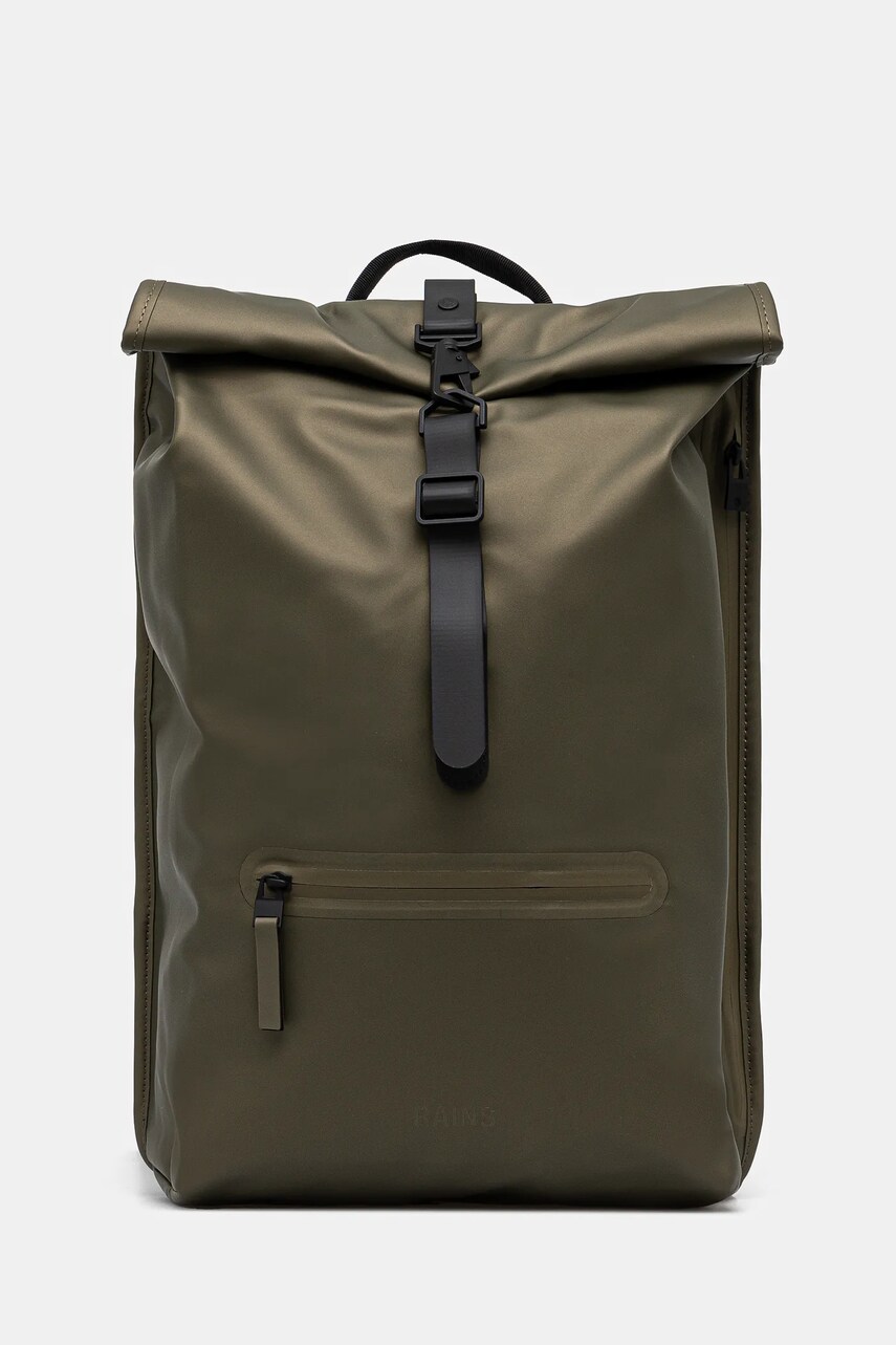 Rains rucsac Rolltop Rucksack W3 culoarea verde, mare, uni, 13320