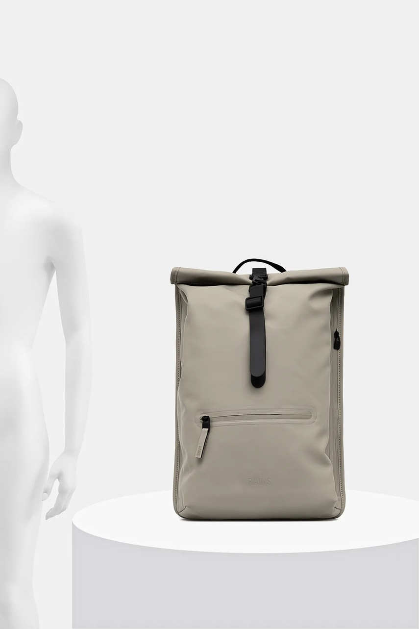 Σακίδιο πλάτης Rains Rolltop Rucksack W3 χρώμα: πράσινο, 13320 φωτογραφία