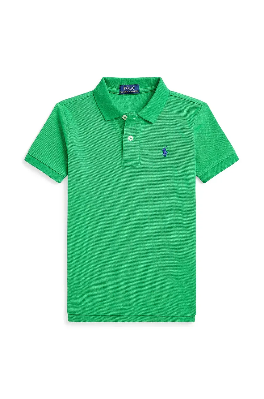 Levně Dětská bavlněná polokošile Polo Ralph Lauren zelená barva, 322703632183