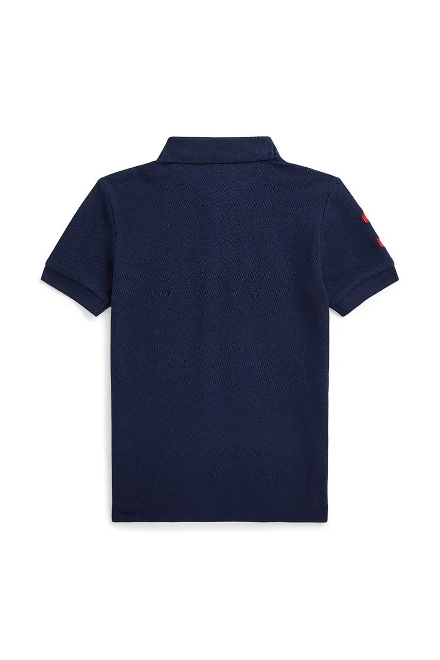 Детское хлопковое поло Polo Ralph Lauren цвет синий с аппликацией 322703635100 Детское хлопковое поло Polo Ralph Lauren цвет синий с аппликацией 322703635100