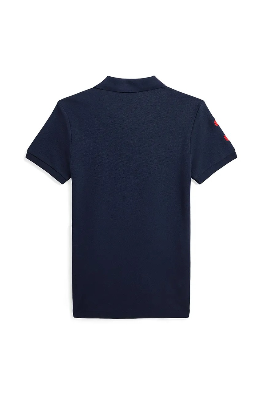Детское хлопковое поло Polo Ralph Lauren цвет синий с принтом 323708861113 Детское хлопковое поло Polo Ralph Lauren цвет синий с принтом 323708861113