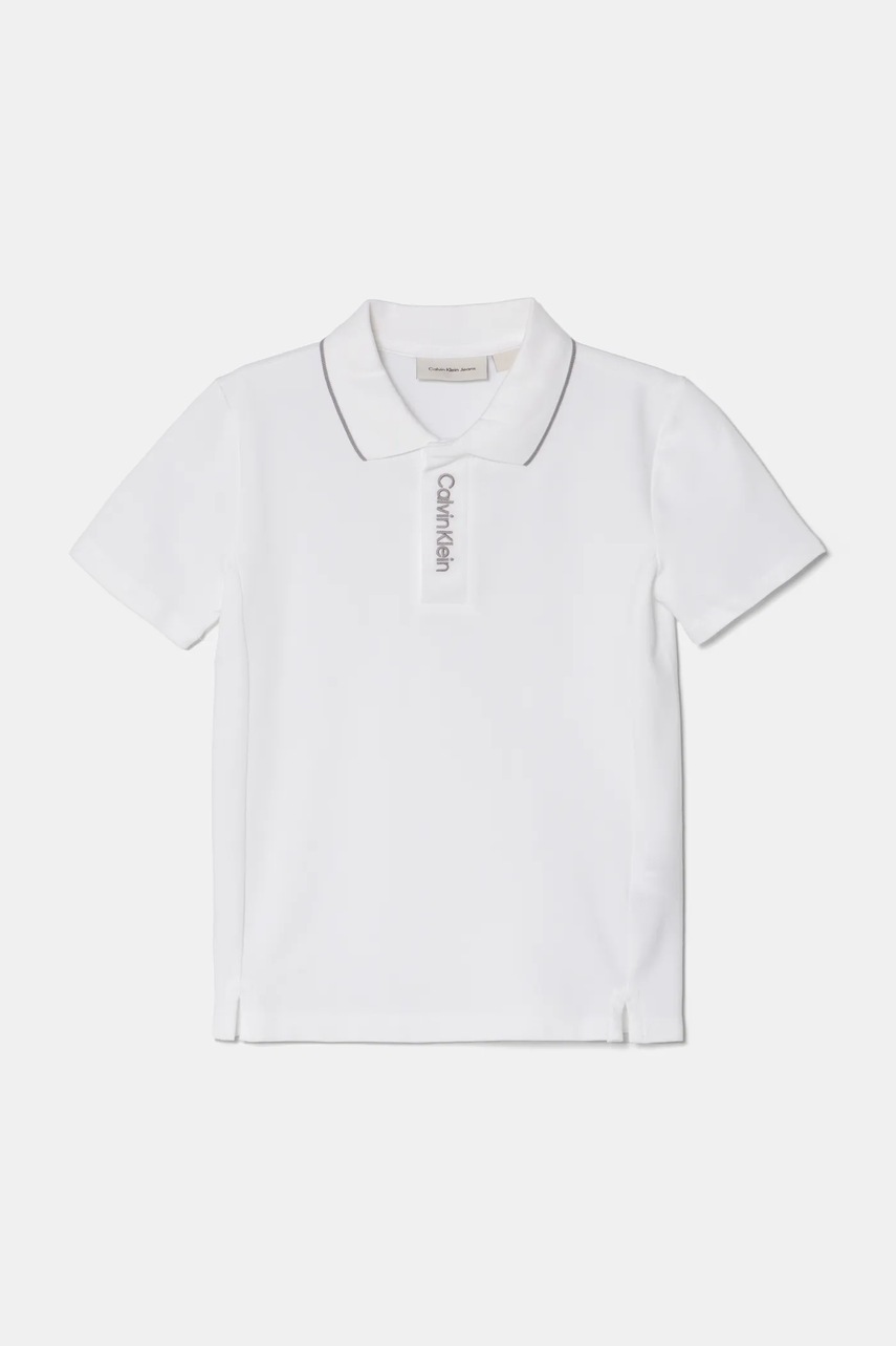 

Детска тениска с яка Calvin Klein Jeans 0 в бяло с изчистен дизайн IB0IB02370, Бял